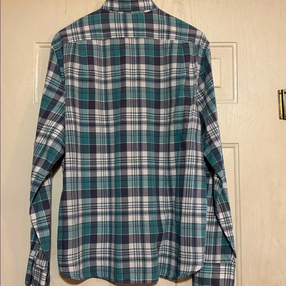 J. Crew Teal and Gray Plaid‎ Men's Shirt